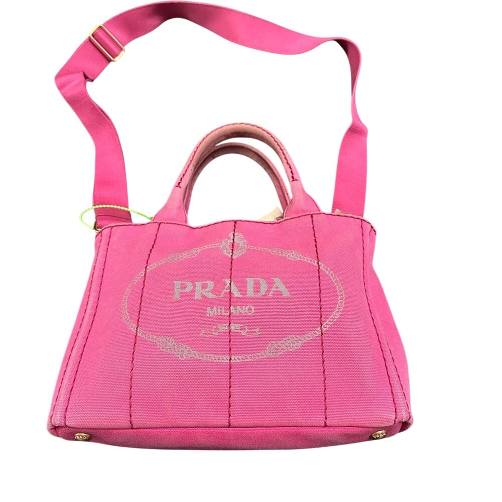 Prada Pink Canapa Canvas Tote Bag